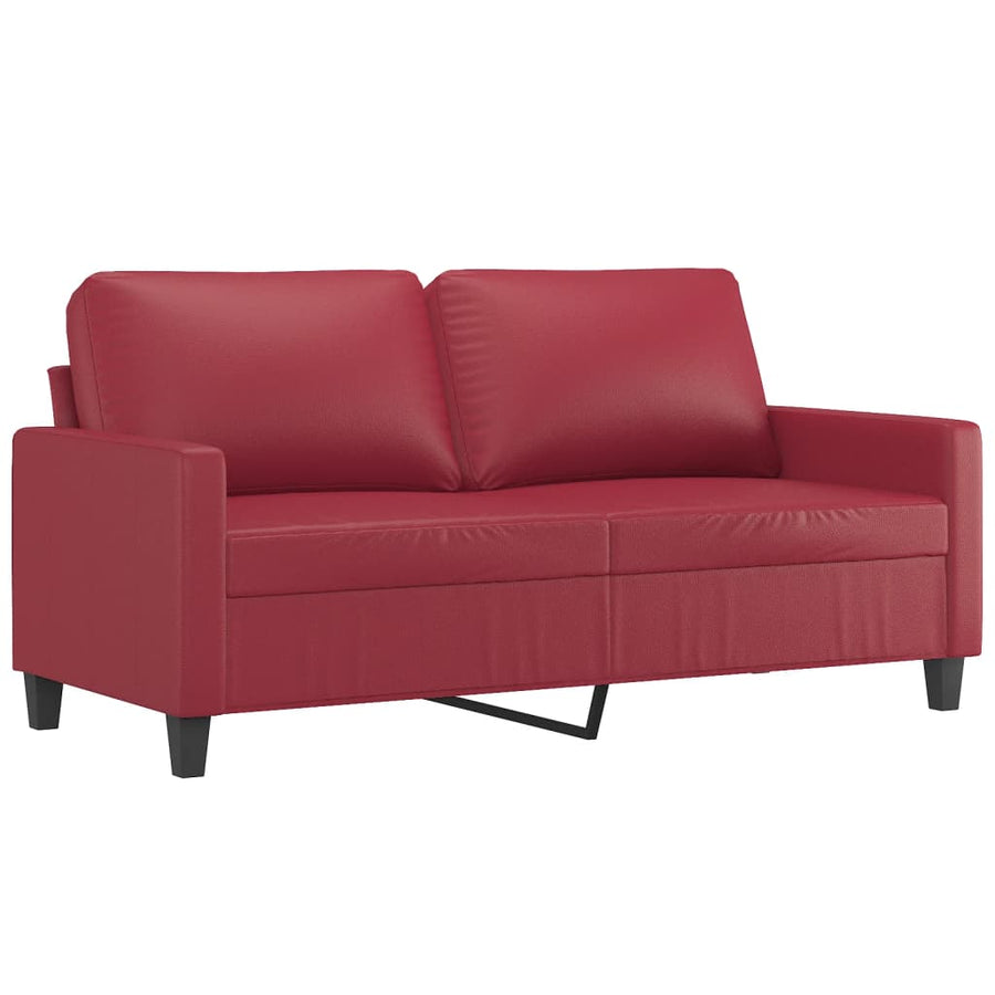 2-delige Loungeset met kussens kunstleer wijnrood