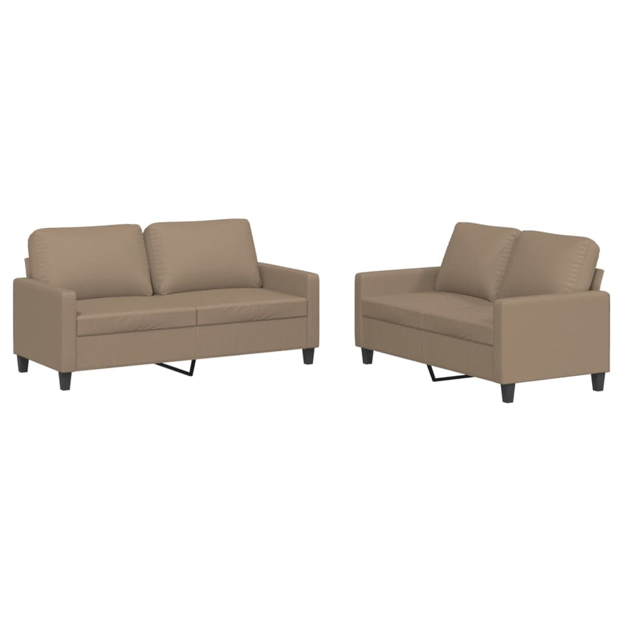 2-Delige Loungeset Kunstleer Cappuccino met kussens