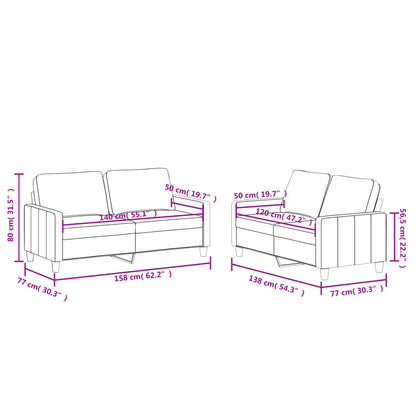 2-Delige Loungeset Kunstleer Cappuccino met kussens