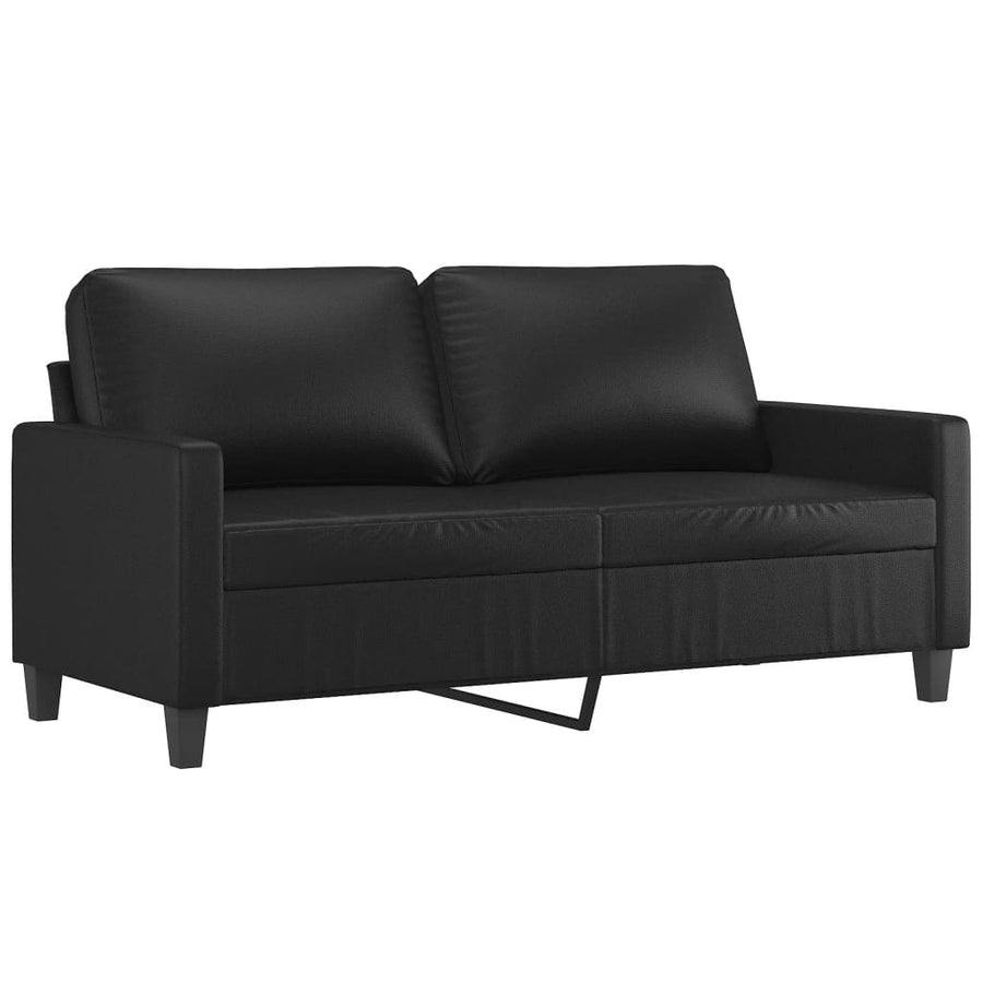 3-Delige Loungeset Met Kussens Kunstleer Zwart met kussens en voetenbankje