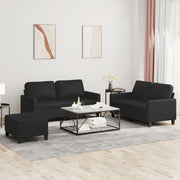 Loungeset 3-delig kunstleer zwart