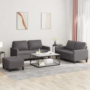 Loungeset 3-delig kunstleer grijs