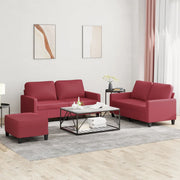 Loungeset 3-delig kunstleer wijnrood