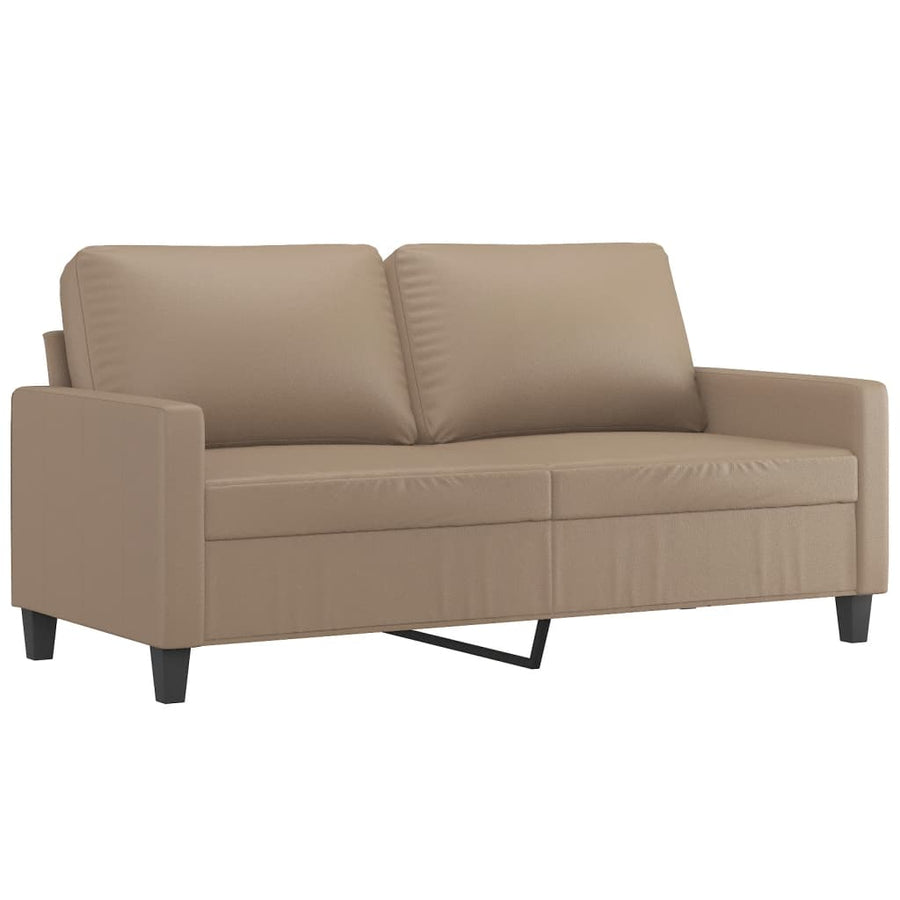 3-Delige Loungeset Met Kussens Kunstleer Cappuccino met kussens en voetenbankje