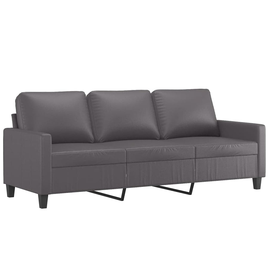 2-Delige Loungeset Kunstleer Grijs met kussens