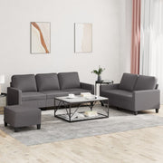 Loungeset 3-delig kunstleer grijs