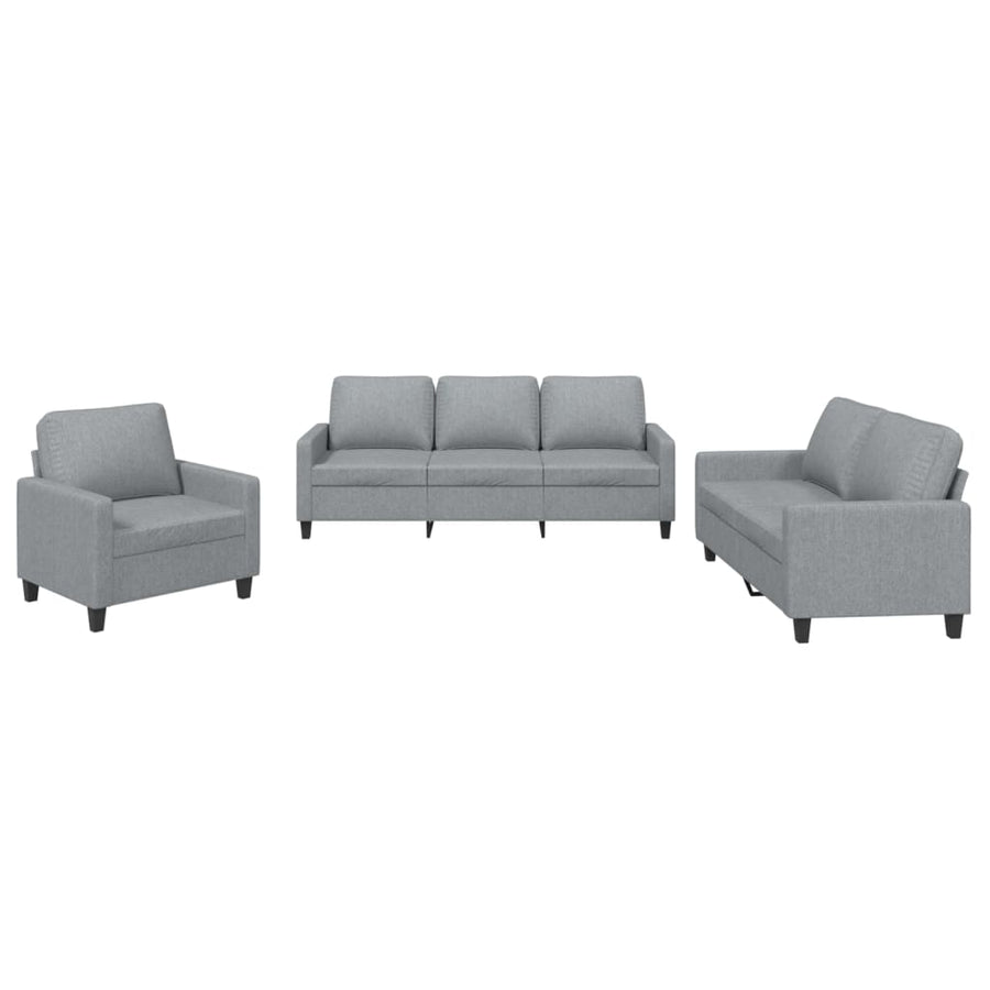 3-Delige Loungeset Stof Lichtgrijs met kussens