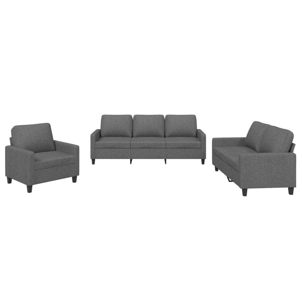 3-Delige Loungeset Stof Donkergrijs met kussens