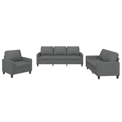 3-Delige Loungeset Stof Donkergrijs met kussens
