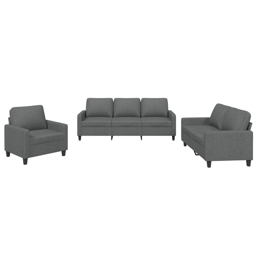 3-Delige Loungeset Stof Donkergrijs met kussens