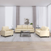 Loungeset 3-delig stof crèmekleurig