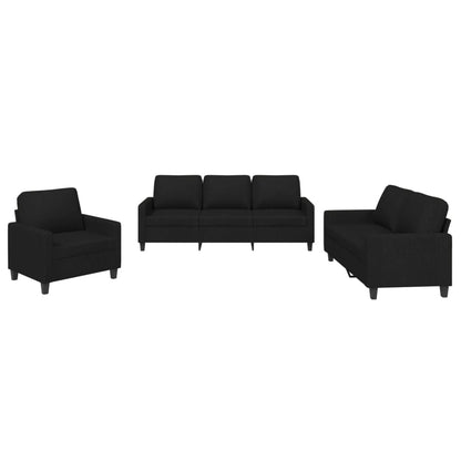 3-Delige Loungeset Stof Zwart met kussens