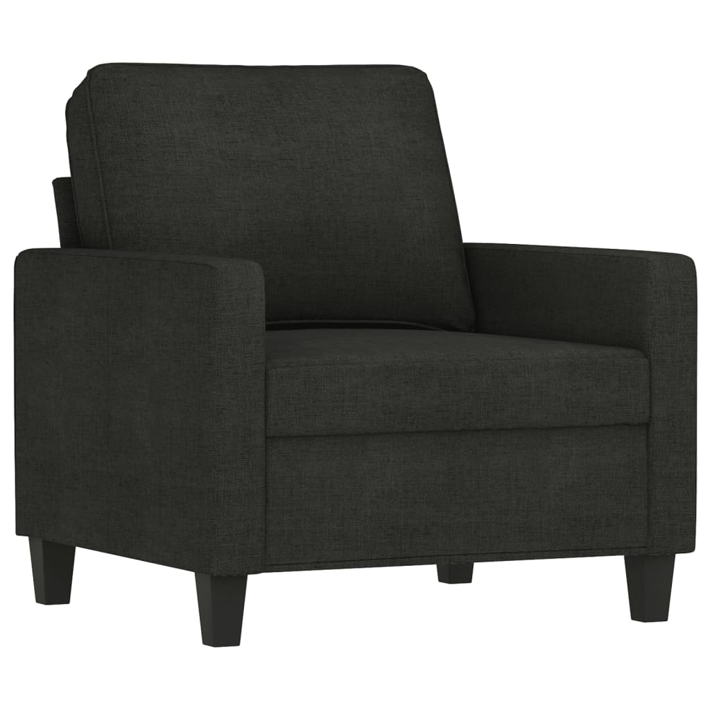 3-Delige Loungeset Stof Zwart met kussens
