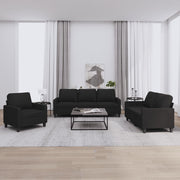 Loungeset 3-delig stof zwart met kussens