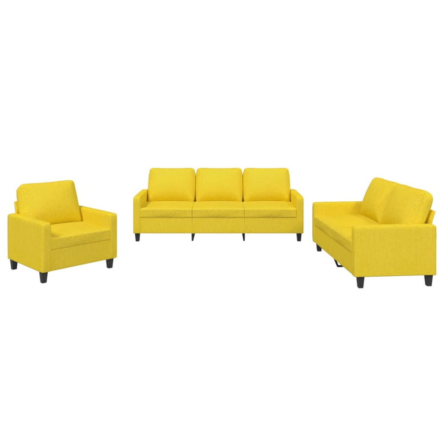 3-Delige Loungeset Stof Lichtgeel