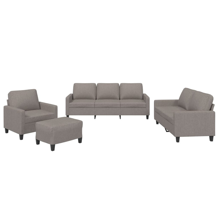 4-Delige Loungeset Met Kussens Stof Taupe met kussens en voetenbankje