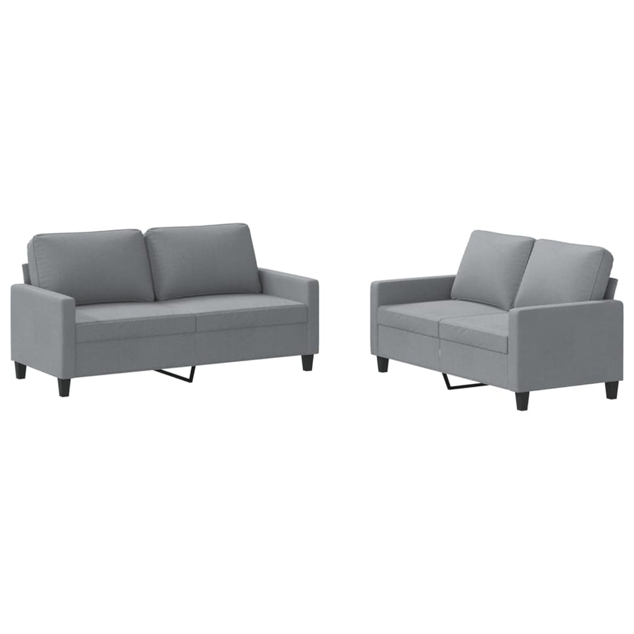 2-Delige Loungeset Stof Lichtgrijs met kussens