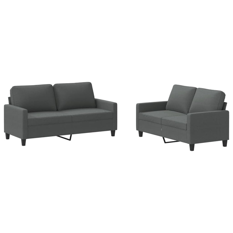 2-Delige Loungeset Stof Donkergrijs met kussens
