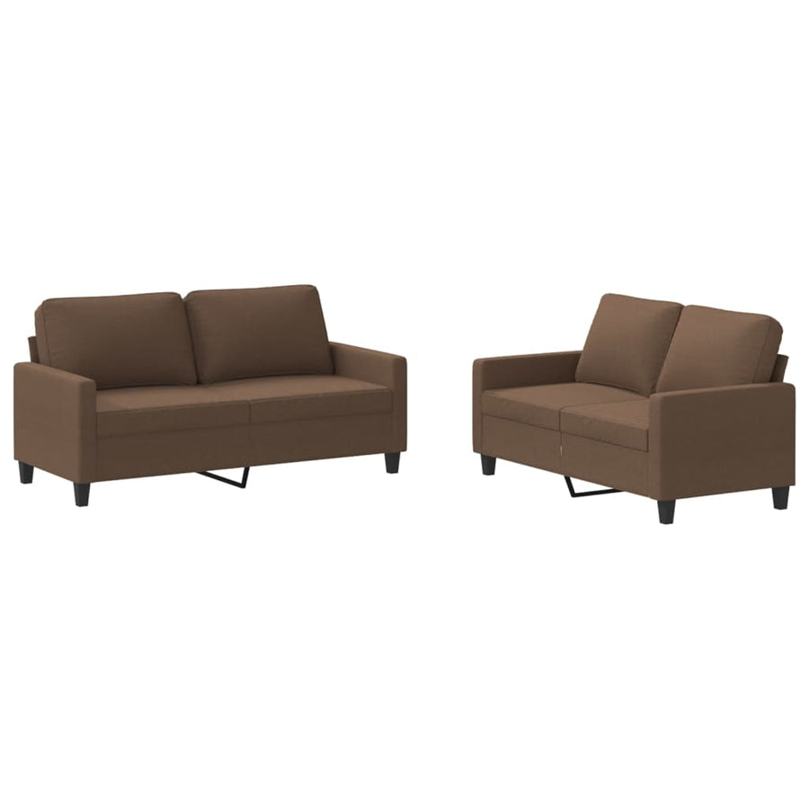 2-Delige Loungeset Stof Bruin met kussens