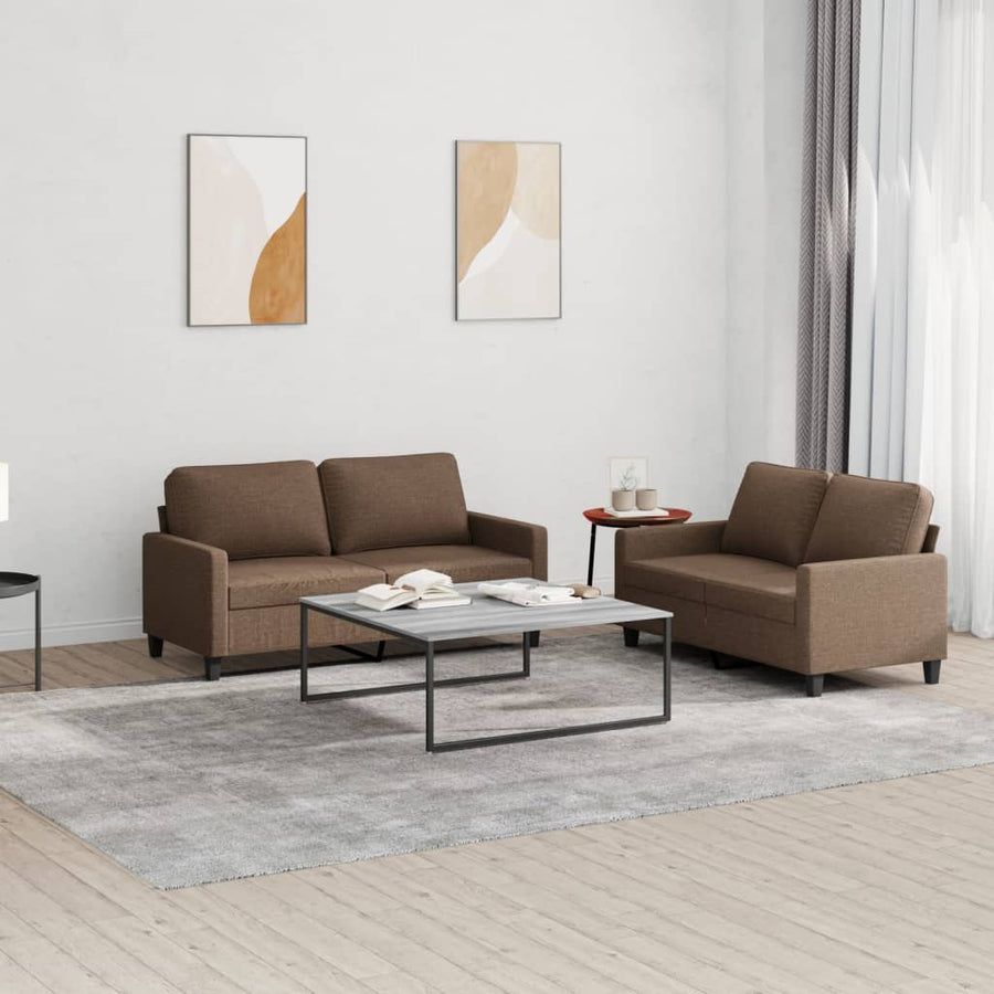 2-Delige Loungeset Stof Bruin met kussens