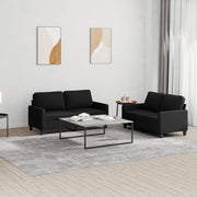 Loungeset 2-delig stof zwart met kussens