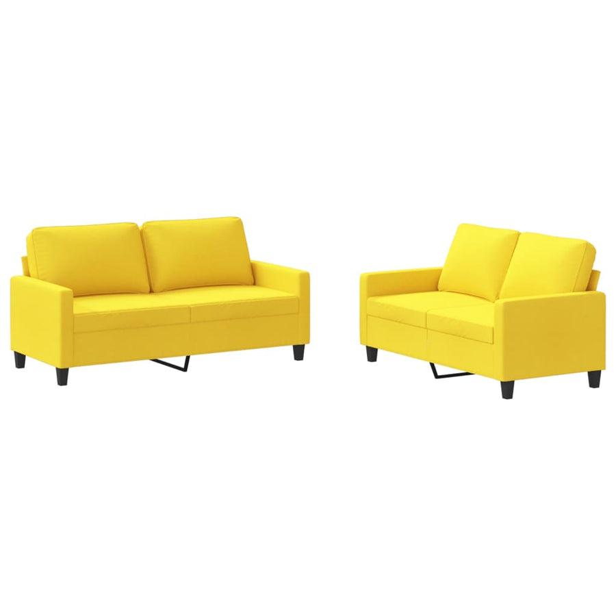 2-Delige Loungeset Met Kussens Stof Lichtgeel