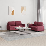 Loungeset 2-delig stof wijnrood