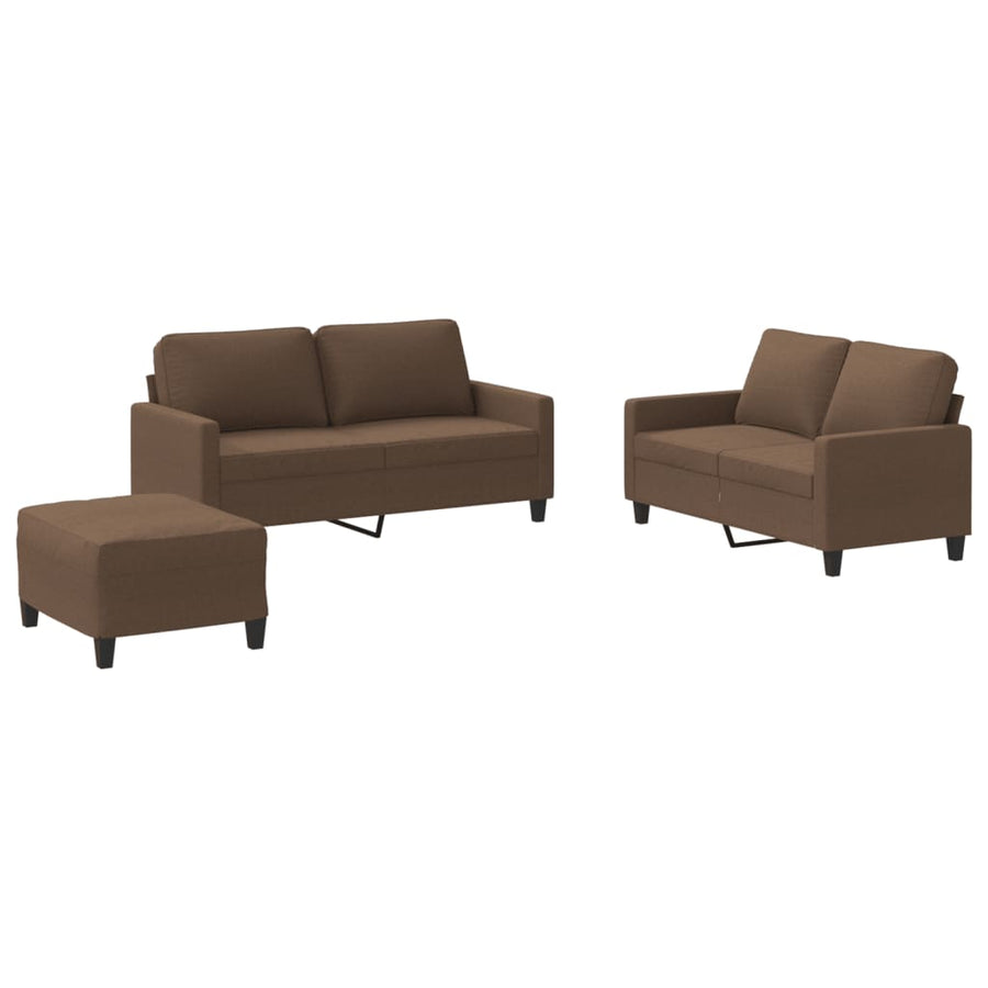 4-delige Loungeset met kussens stof bruin