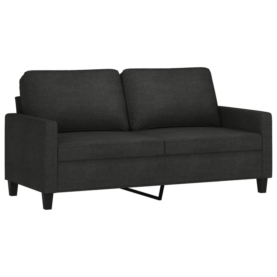 3-Delige Loungeset Met Kussens Stof Zwart met kussens en voetenbankje