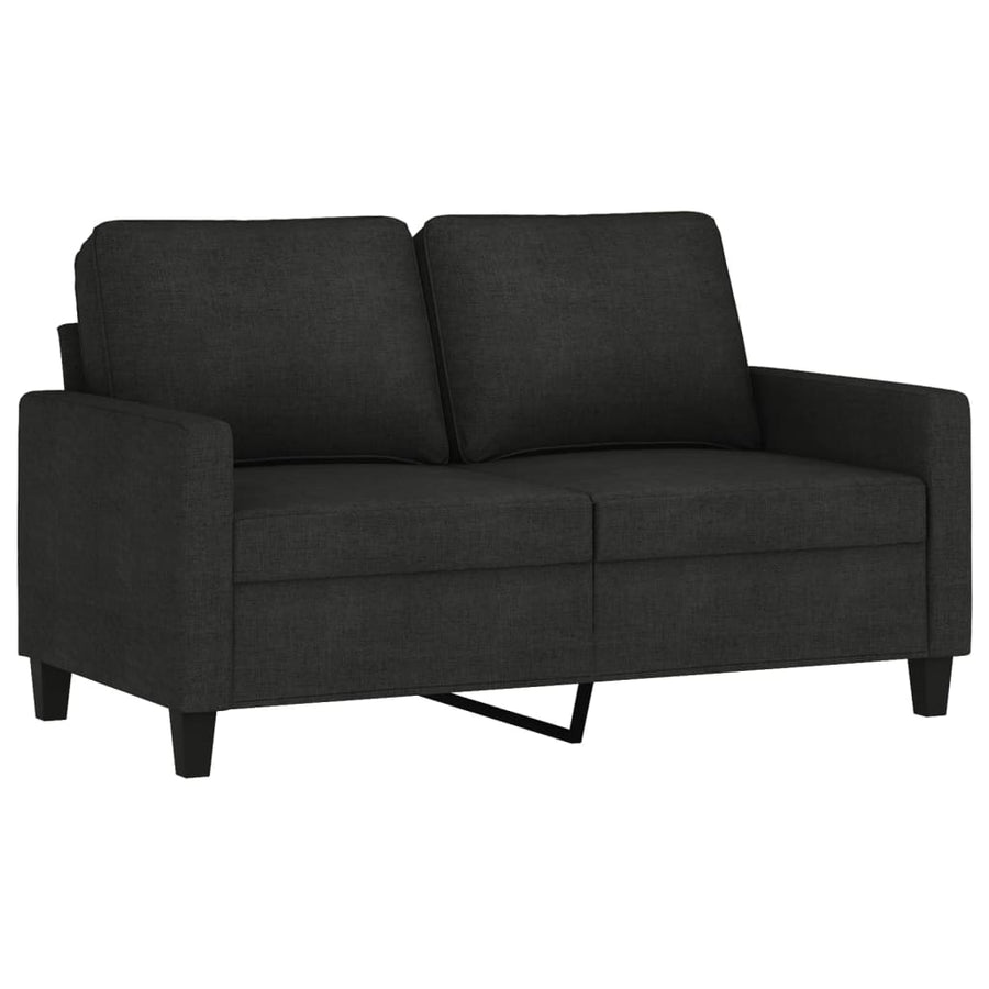 3-Delige Loungeset Met Kussens Stof Zwart met kussens en voetenbankje