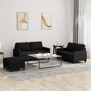 Loungeset 3-delig stof zwart