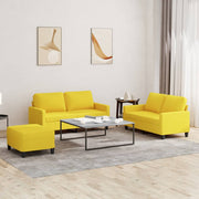 Loungeset 3-delig stof lichtgeel