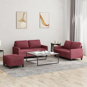 Loungeset 3-delig stof wijnrood