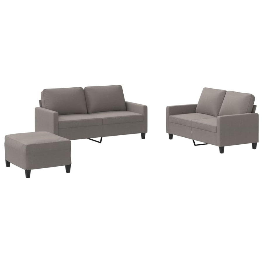 3-Delige Loungeset Met Kussens Stof Taupe met kussens en voetenbankje