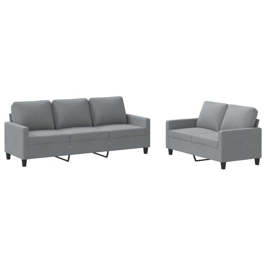 2-Delige Loungeset Stof Lichtgrijs met kussens