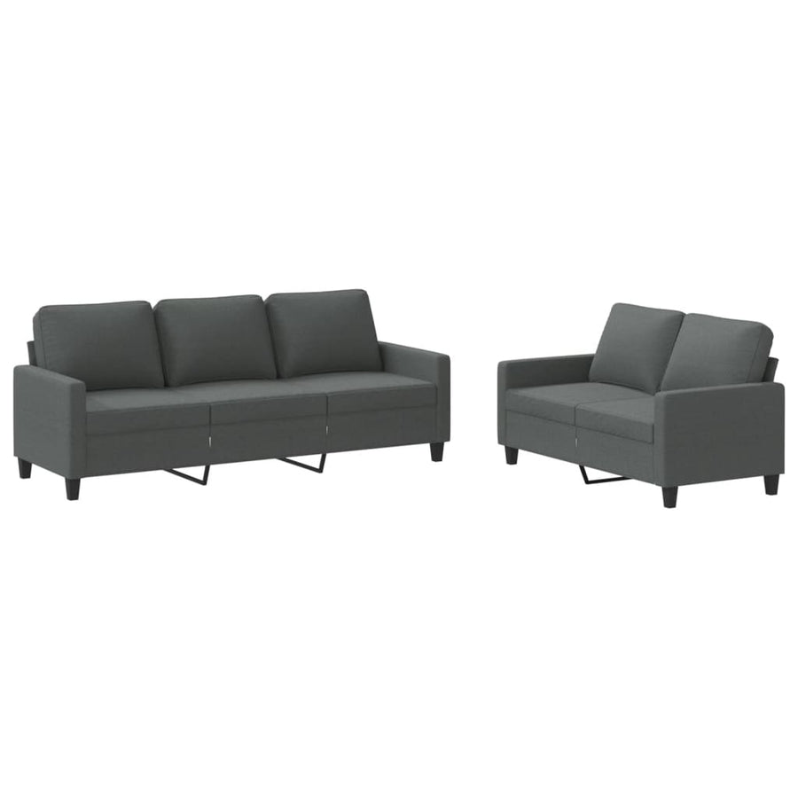 2-delige Loungeset met kussens stof donkergrijs Donkergrijs met kussens
