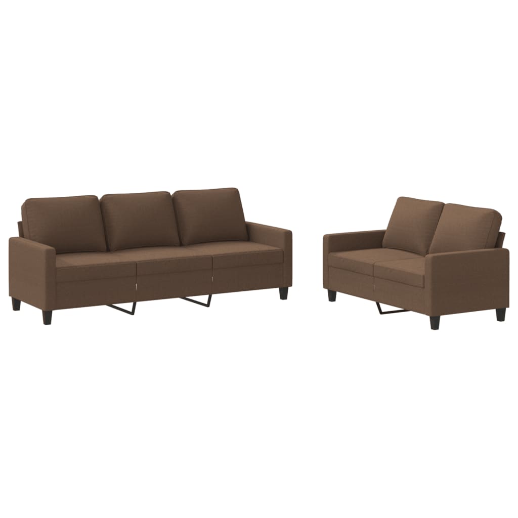 2-Delige Loungeset Stof Bruin met kussens