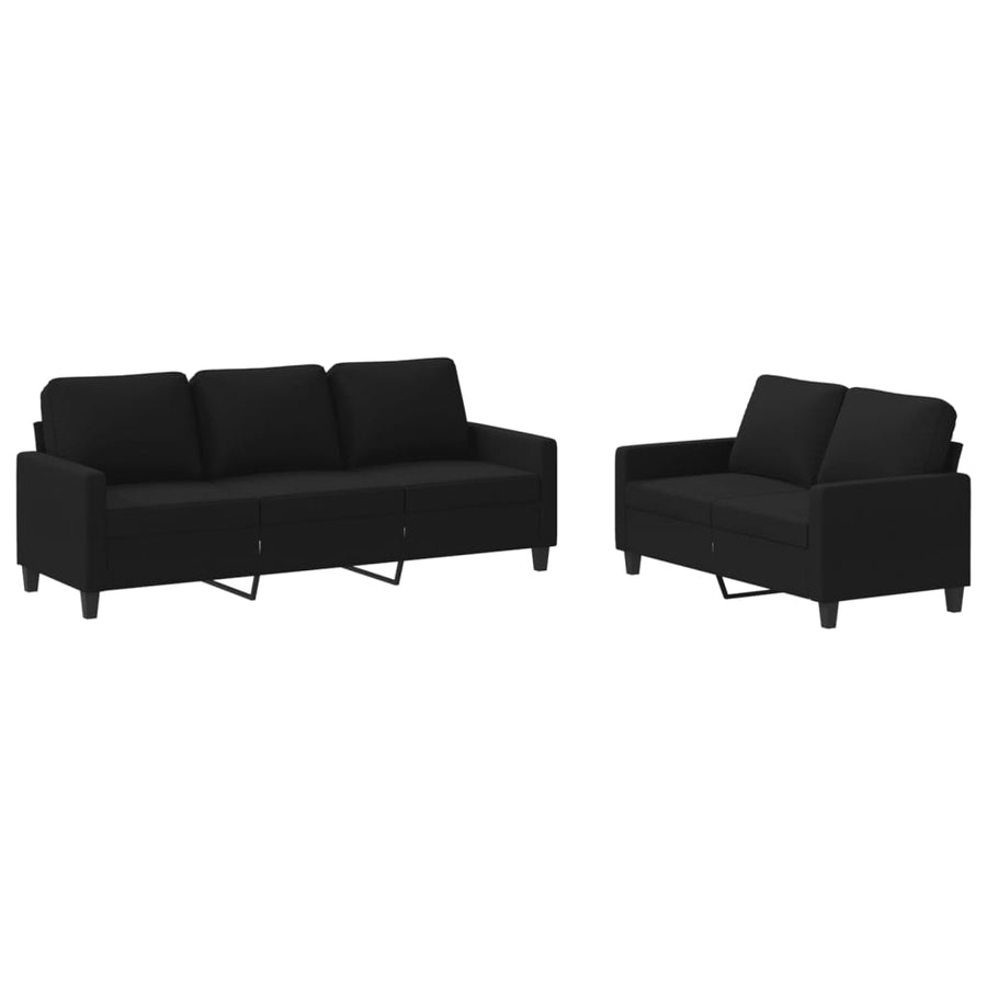 2-Delige Loungeset Stof Zwart met kussens