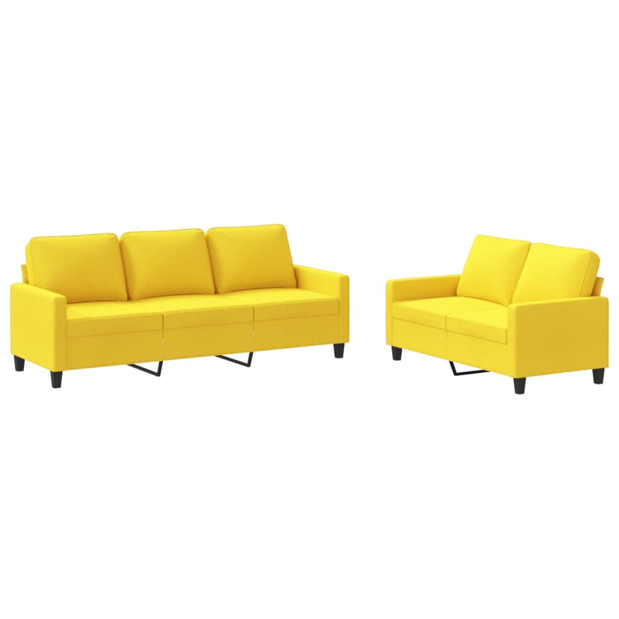 2-Delige Loungeset Met Kussens Stof Lichtgeel