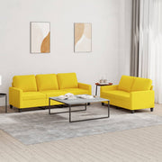 Loungeset 2-delig stof lichtgeel