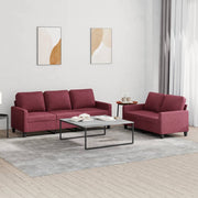 Loungeset 2-delig stof wijnrood