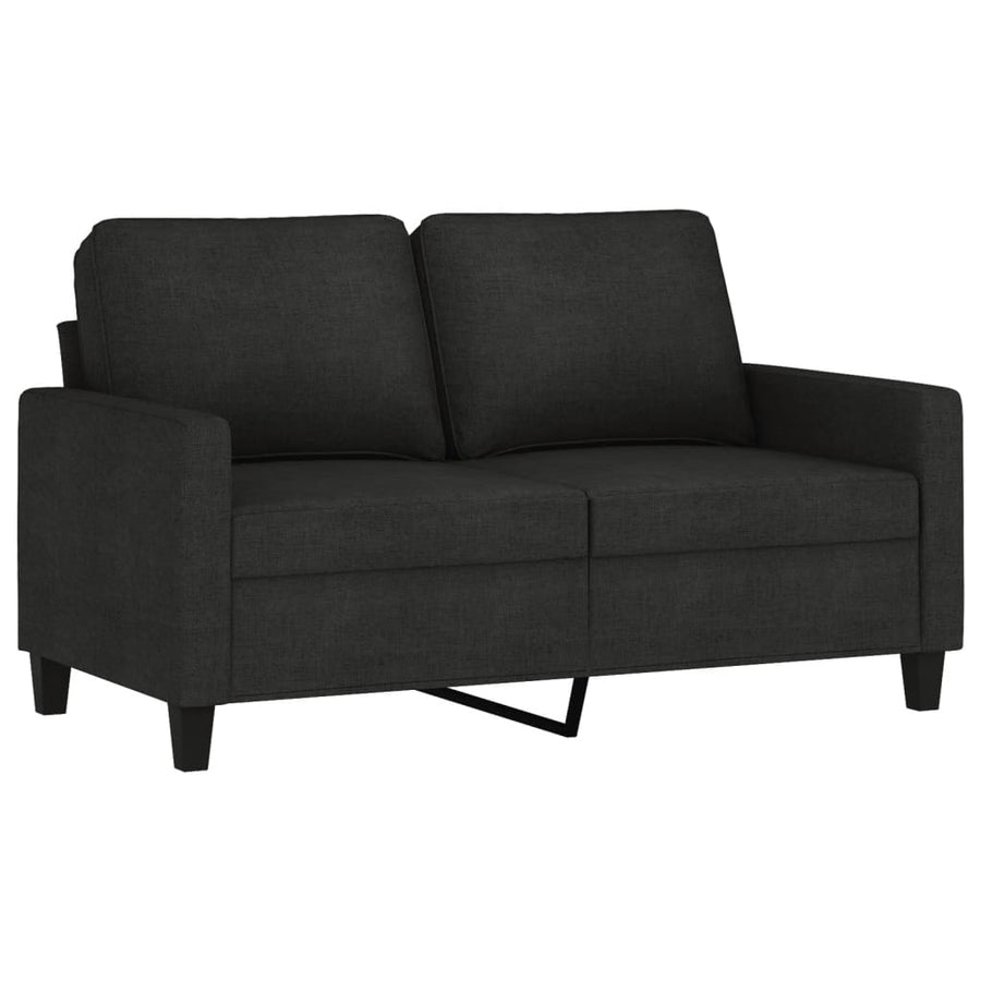 3-Delige Loungeset Met Kussens Stof Zwart met kussens en voetenbankje