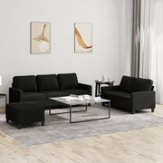 Loungeset 3-delig stof zwart
