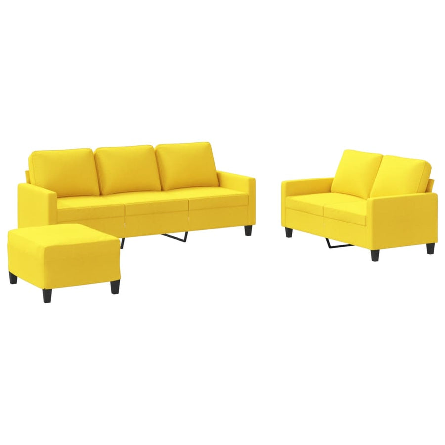 3-Delige Loungeset Met Kussens Stof Lichtgeel