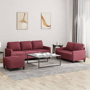 Loungeset 3-delig wijnrood stof