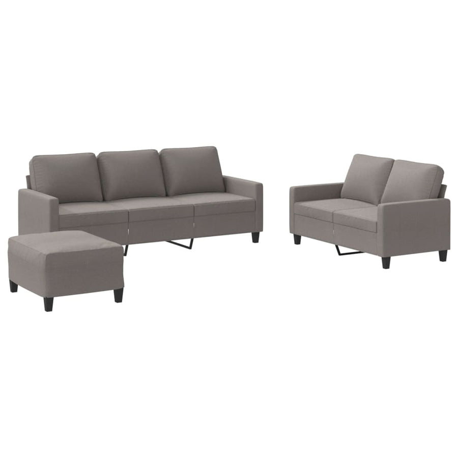 3-Delige Loungeset Met Kussens Stof Taupe met kussens en voetenbankje