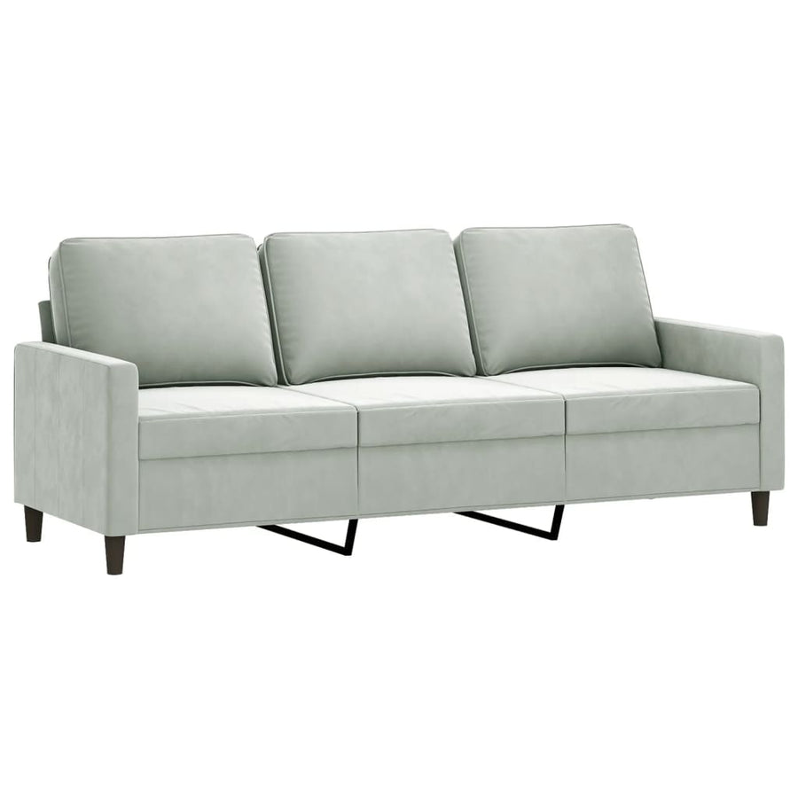 3-Delige Loungeset Fluweel Lichtgrijs met kussens