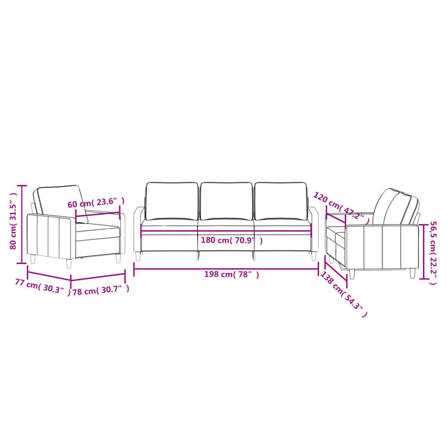 3-Delige Loungeset Fluweel Roze met kussens