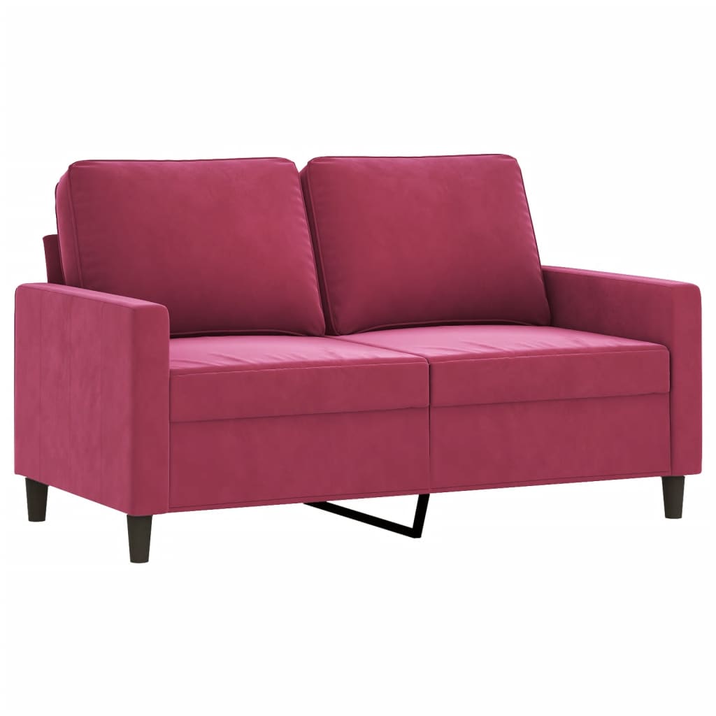 3-Delige Loungeset Fluweel Wijnrood met kussens