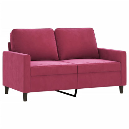 3-Delige Loungeset Fluweel Wijnrood met kussens